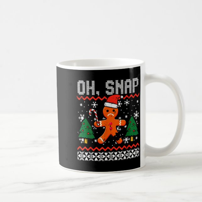 Caneca De Café Christmas Gingerbread Broken Oh Snap Ugly Xmas Men (Direita)