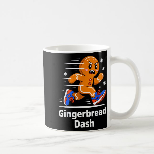 Caneca De Café Christmas Gingerbread Dash Running Runner Xmas Mar (Direita)