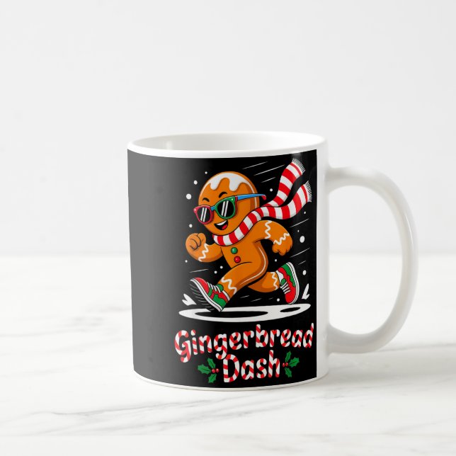 Caneca De Café Christmas Gingerbread Dash Running Runner Xmas Mar (Direita)
