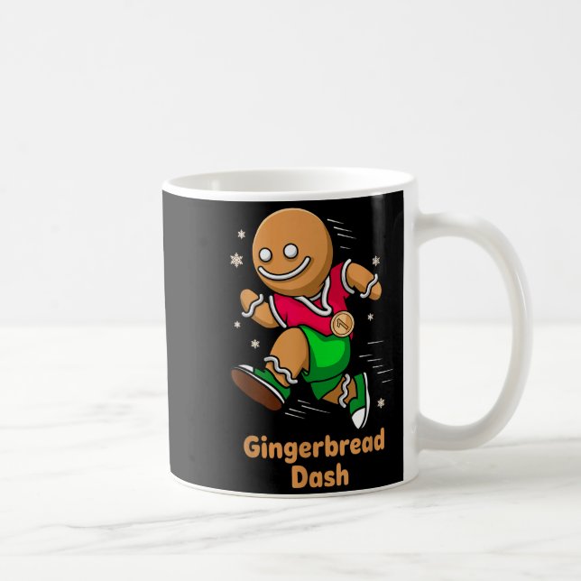 Caneca De Café Christmas Gingerbread Dash Running Runner Xmas Mar (Direita)