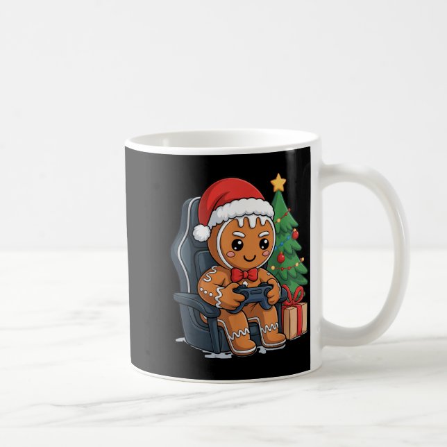 Caneca De Café Christmas Gingerbread Gamer Chair Holiday Gaming B (Direita)