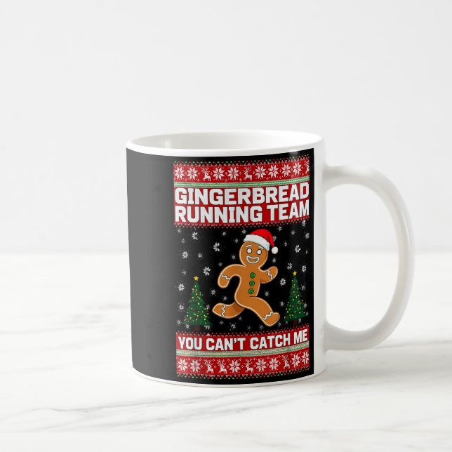 Caneca De Café Christmas Gingerbread Running Team Funny Xmas Tee  (Direita)