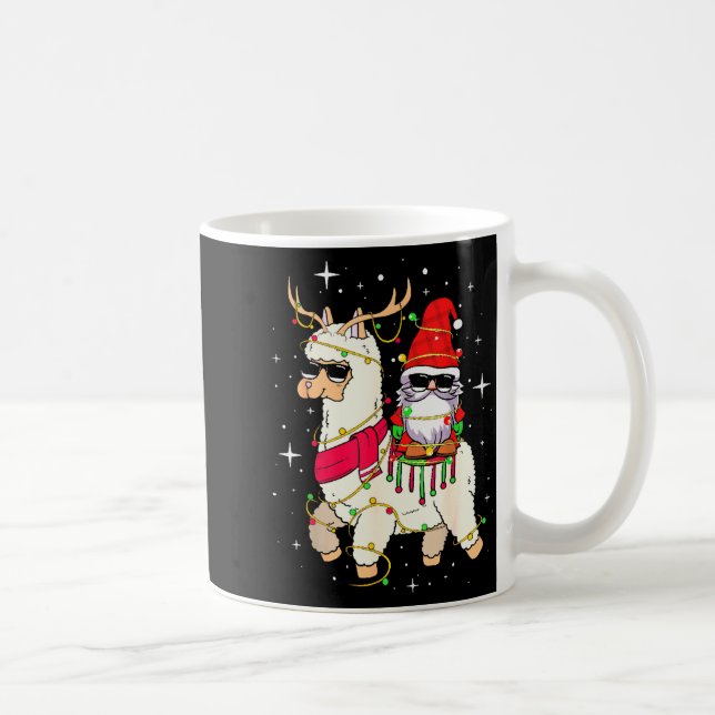 Caneca De Café Christmas Gnome On Llama, Cute Alpaca Chanukah Chr (Direita)