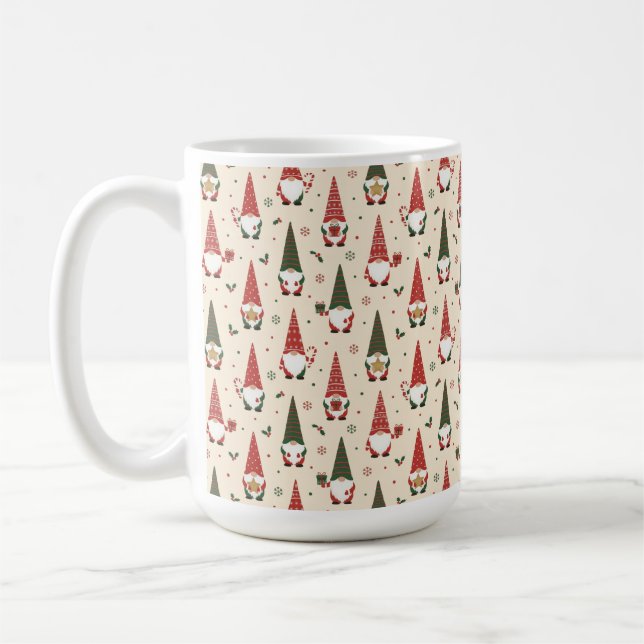 Caneca De Café Christmas Gnome Party Pattern (Esquerda)