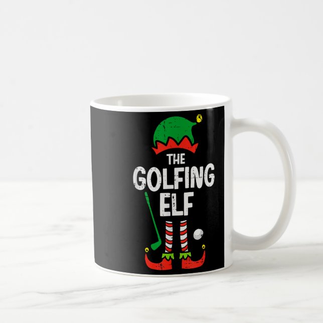 Caneca De Café Christmas Golfing Elf Xmas Golf Family Match Golfe (Direita)