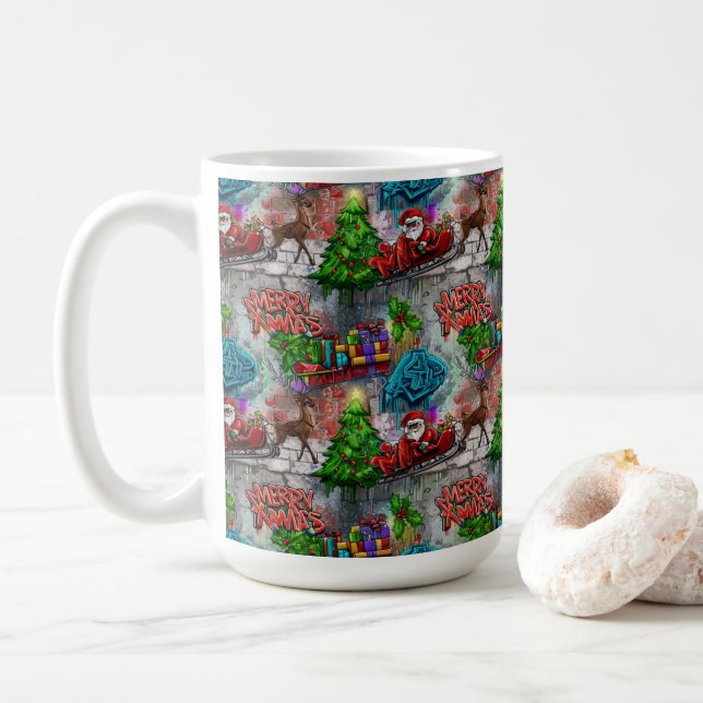 Caneca De Café Christmas Graffiti (Com Donut)