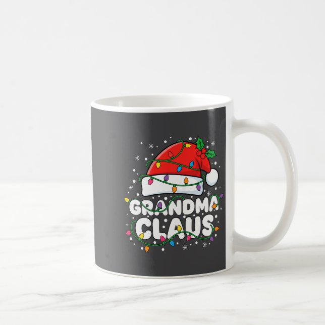 Caneca De Café Christmas Grandma Claus Santa Hat Christmas Lights (Direita)