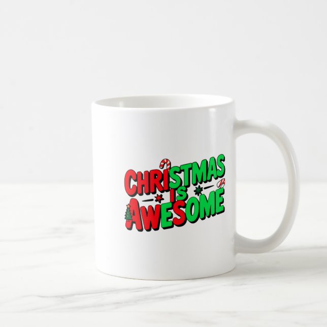 Caneca De Café Christmas Is Awesome Digital Art Design _1  (Direita)