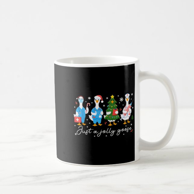 Caneca De Café Christmas Just A Jolly Goose Nurse Cute Medical St (Direita)