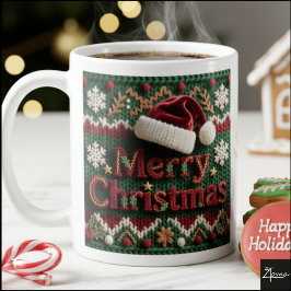 Caneca De Café Christmas Knit Sweater Merry Christmas Santa Hat