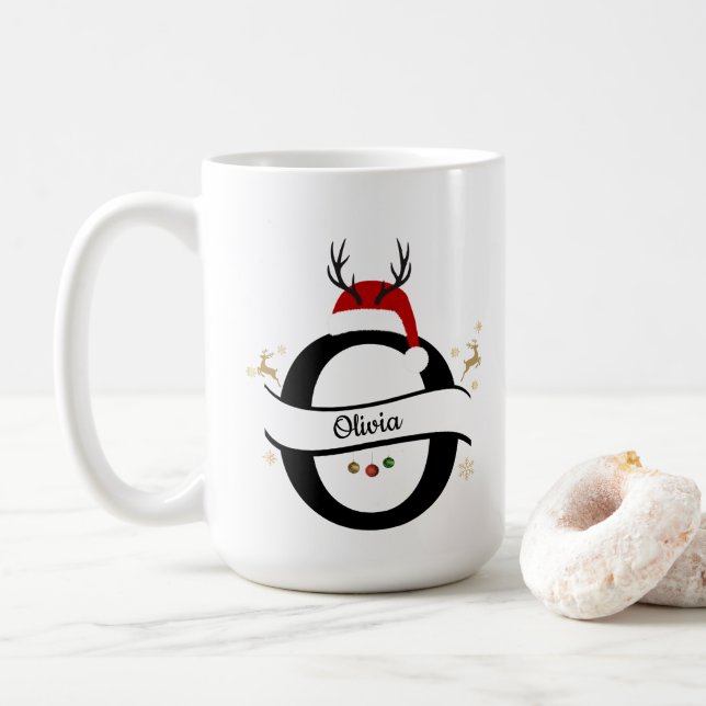 Caneca De Café Christmas Letter O Alphabet  (Com Donut)