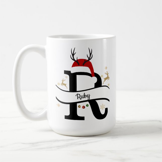 Caneca De Café Christmas Letter R Alphabet  (Esquerda)