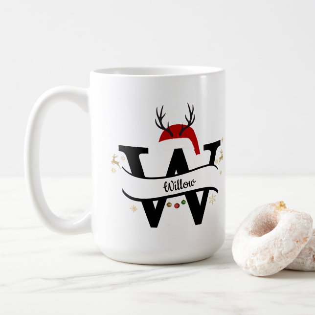 Caneca De Café Christmas Letter W Alphabet  (Com Donut)