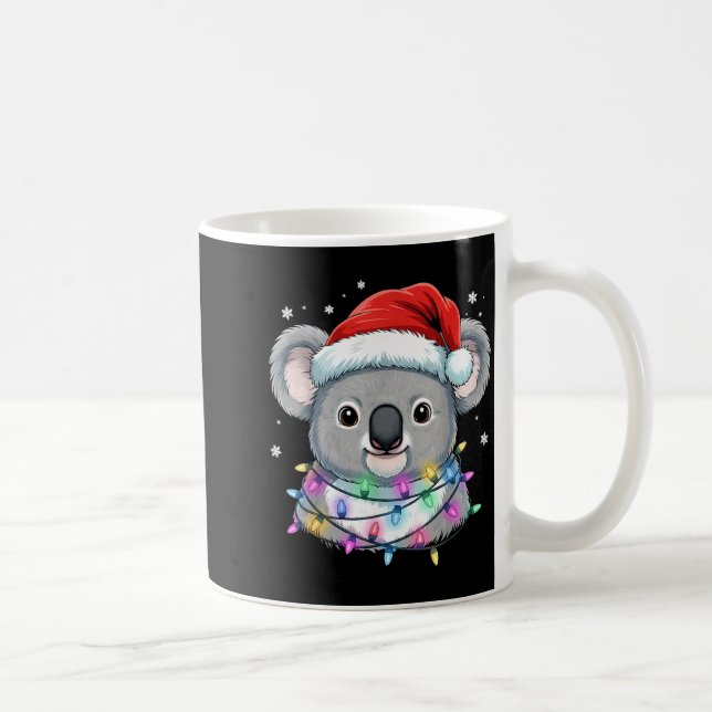 Caneca De Café Christmas Lights Koala Santa Hat Cute Xmas Pajamas (Direita)
