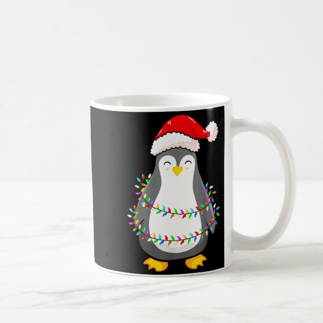 Caneca De Café Christmas Lights Penguin Wearing Xmas Hat - Pengui (Direita)
