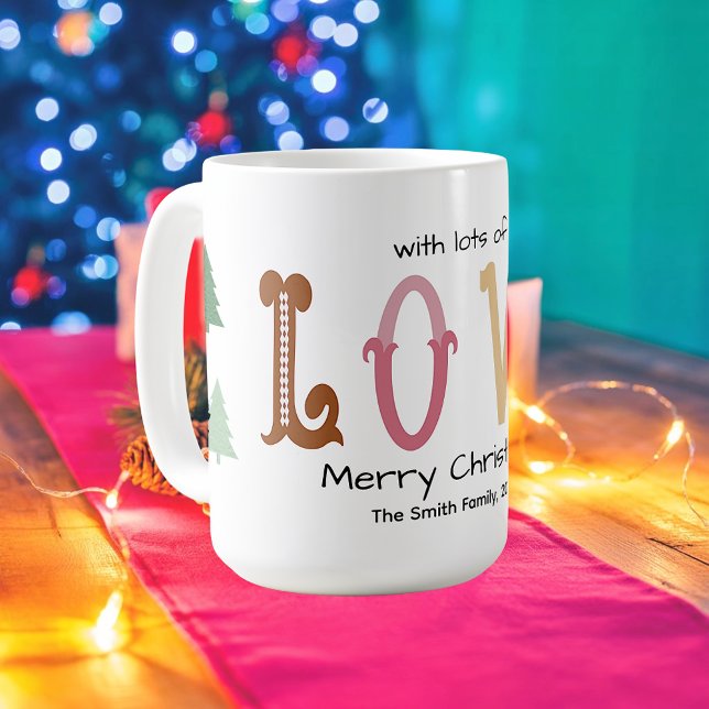 Caneca De Café Christmas Love Modern Typography Personalized Mug  (Criador carregado)