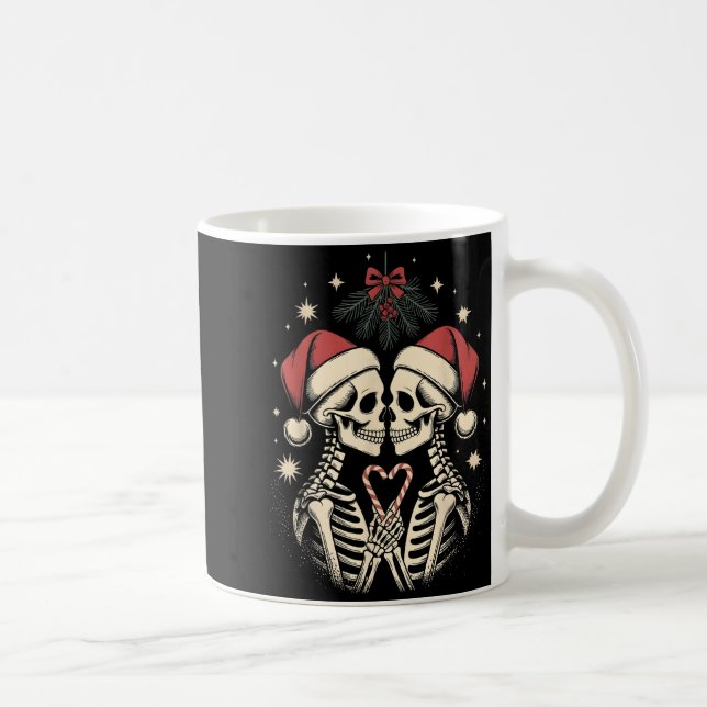 Caneca De Café Christmas Matching Gothic Couple Dark Humor Skelet (Direita)