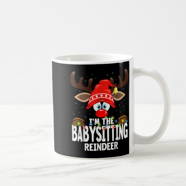Caneca De Café Christmas Matching I'm The Babysitting Reindeer  (Direita)