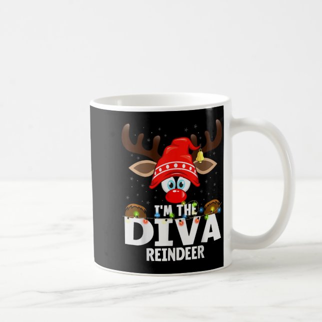 Caneca De Café Christmas Matching I'm The Diva Reindeer  (Direita)