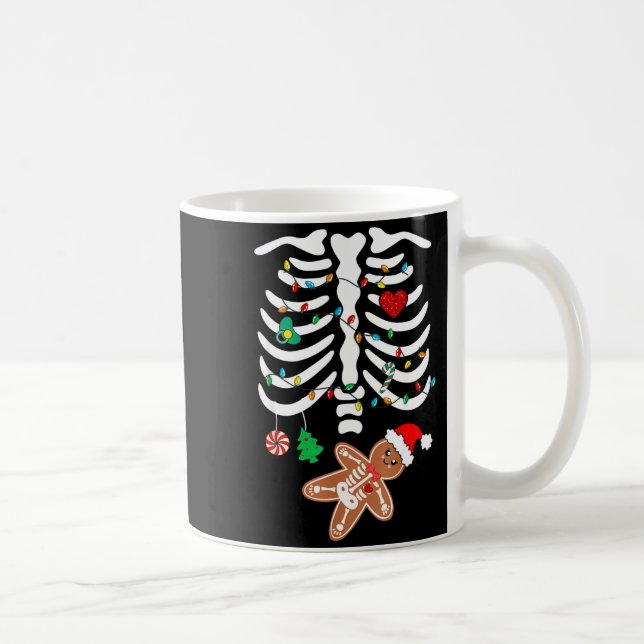 Caneca De Café Christmas Maternity Pregnancy Gingerbread Skeleton (Direita)