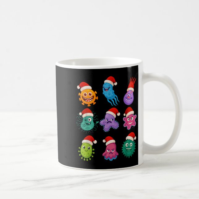 Caneca De Café Christmas Microbiology Bacteria Santa Science Xmas (Direita)