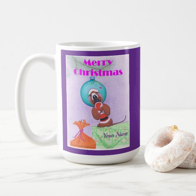 Caneca De Café Christmas Mouse wishing Merry Christmas  (Com Donut)
