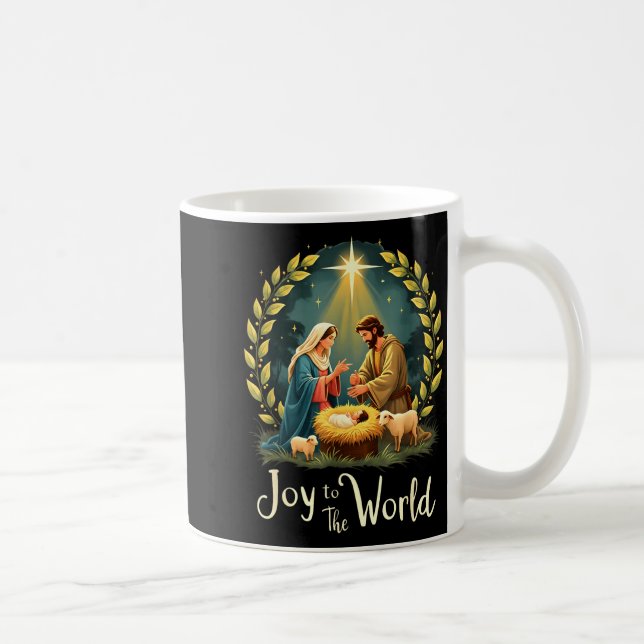 Caneca De Café Christmas Nativity Christian Birth Of Jesus Joy To (Direita)