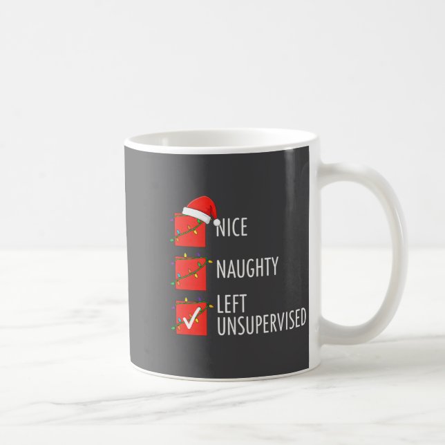 Caneca De Café Christmas Nice Naughty Left Unsupervised Naughty O (Direita)