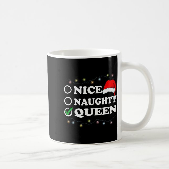 Caneca De Café Christmas Nice Or Naughty Or Queen Pajama  (Direita)