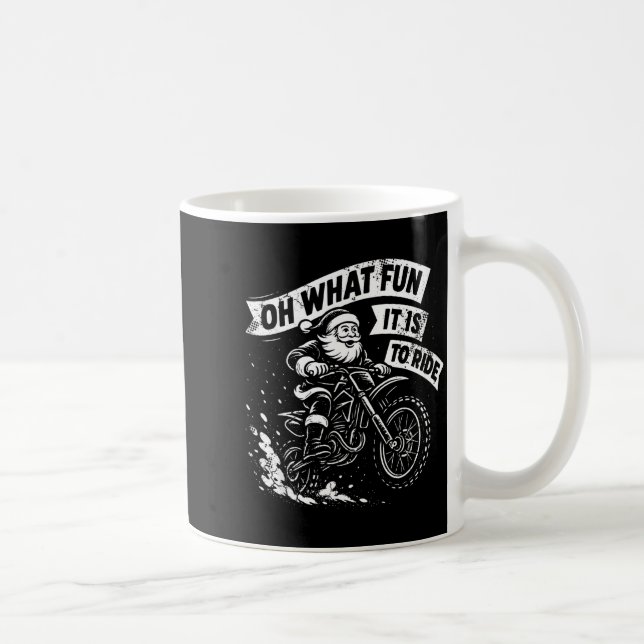 Caneca De Café Christmas Oh What Fun It Is To Ride Santa Dirt Bik (Direita)