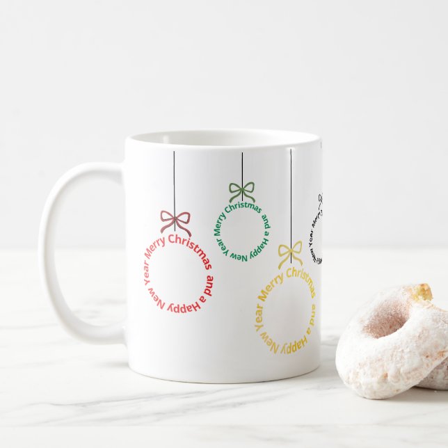 Caneca De Café Christmas Ornaments Text Design (Com Donut)