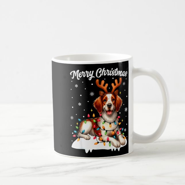 Caneca De Café Christmas Pajamas Men Women Kids Britany Spaniel D (Direita)