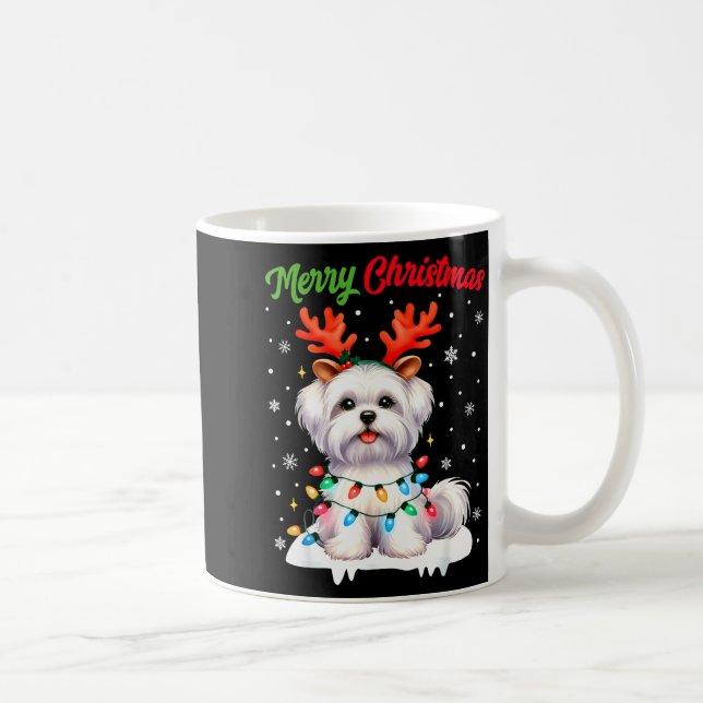 Caneca De Café Christmas Pajamas Men Women Kids Maltese Dog Chris (Direita)