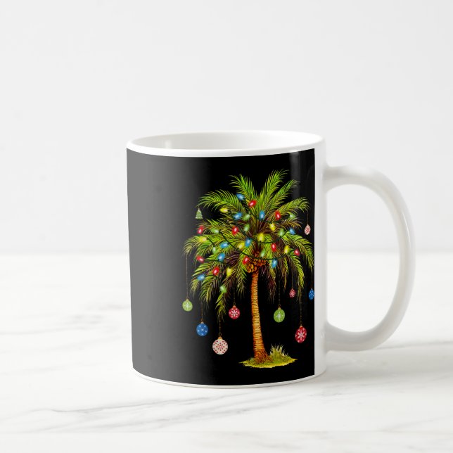 Caneca De Café Christmas Palm Tree Light Hawaiian Tropical Xmas 1 (Direita)