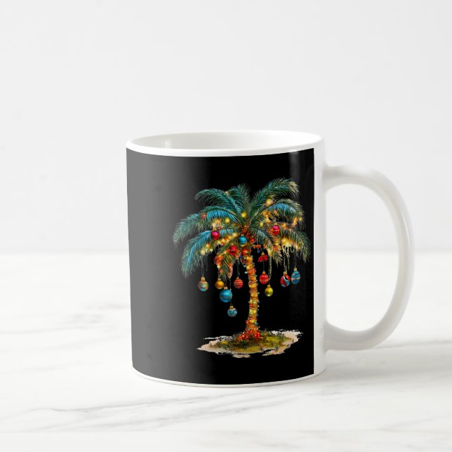Caneca De Café Christmas Palm Tree Women Funny Hawaiian Beach Tro (Direita)