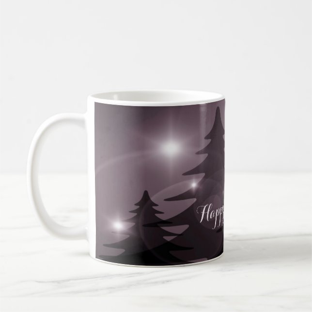 Caneca De Café Christmas Party Pink Trees Holiday Winter Elegant (Esquerda)