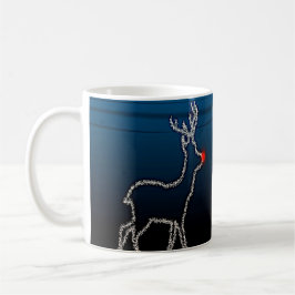 Caneca De Café Christmas Party Reindeer Tree Blue Sky Shiny Stars