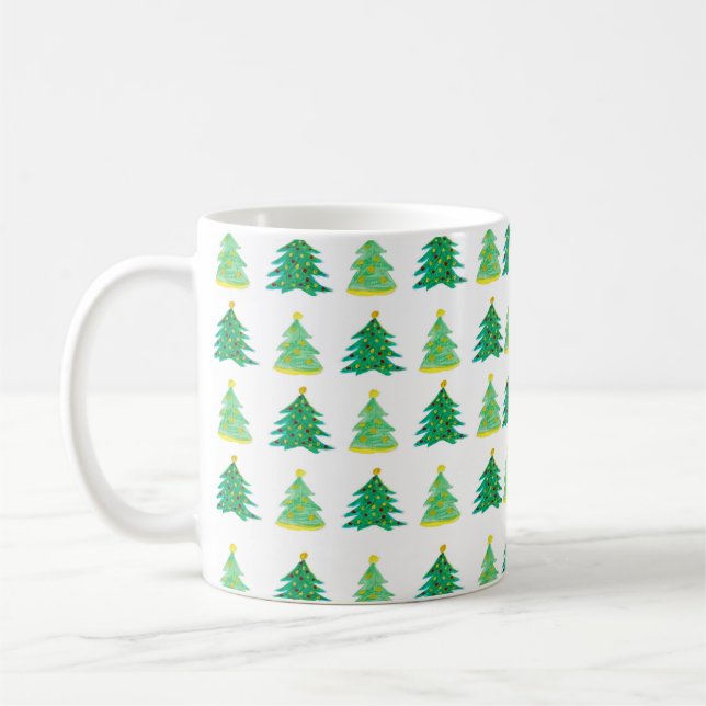 Caneca De Café Christmas Pine Pattern (Esquerda)