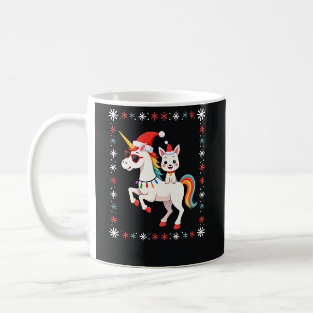 Caneca De Café Christmas Poodle Unicorn Sunglasses Poodles T-Shir (Esquerda)