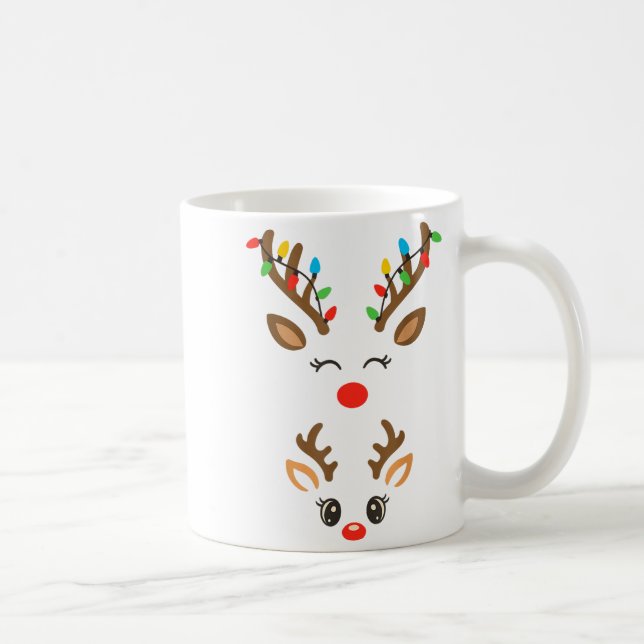 Caneca De Café Christmas Pregnancy Reindeer Xmas Lights New Mom T (Direita)