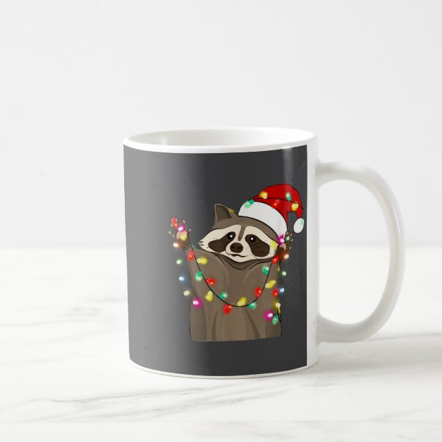 Caneca De Café Christmas Racoon Swea,funny Christmas Lights Racco (Direita)