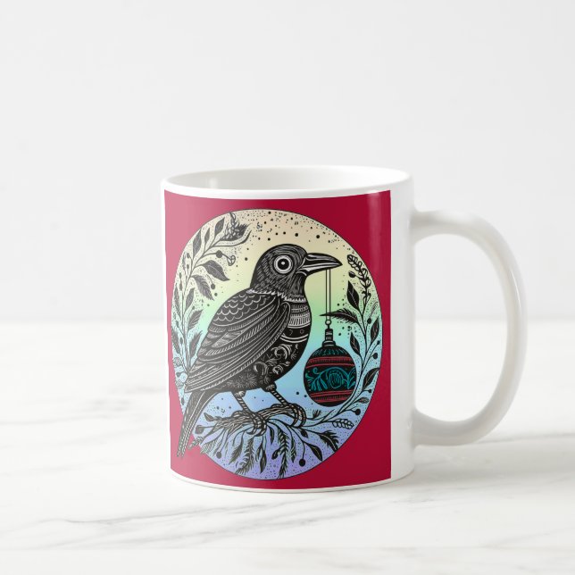 Caneca De Café Christmas Raven (Direita)
