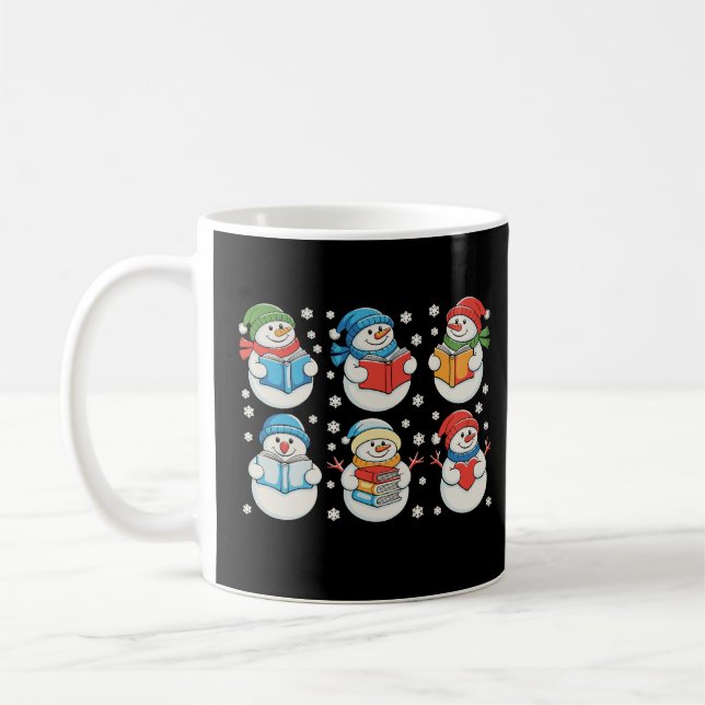 Caneca De Café Christmas Reading Books Teacher Snowman Xmas (Esquerda)