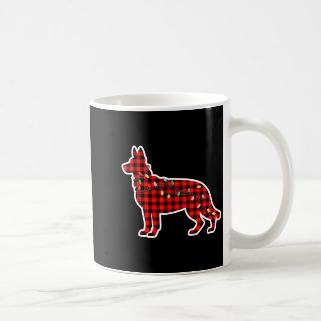 Caneca De Café Christmas Red And Black Buffalo Plaid German Sheph (Direita)