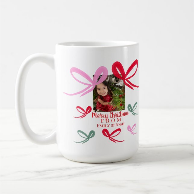 Caneca De Café Christmas Red Bows Multicolor Doodle (Esquerda)
