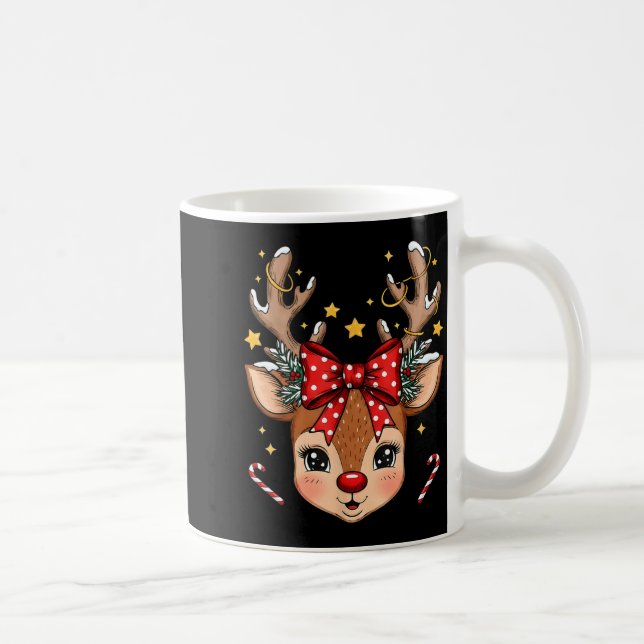 Caneca De Café Christmas Reindeer Boy Girl Kid Holiday Deer Coupl (Direita)