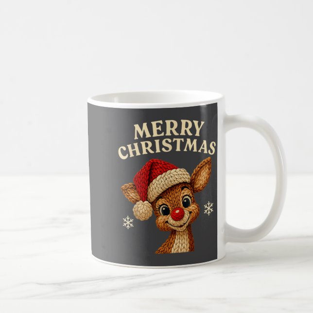 Caneca De Café Christmas Reindeer Crochet Cute Merry Christmas Re (Direita)