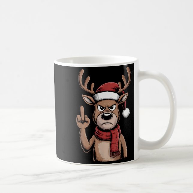 Caneca De Café Christmas Reindeer Middle Finger Sarcastic Xmas Fu (Direita)