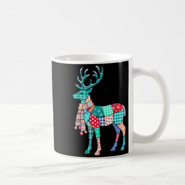 Caneca De Café Christmas Reindeer Patchwork Reindeer Men Women Ki (Direita)