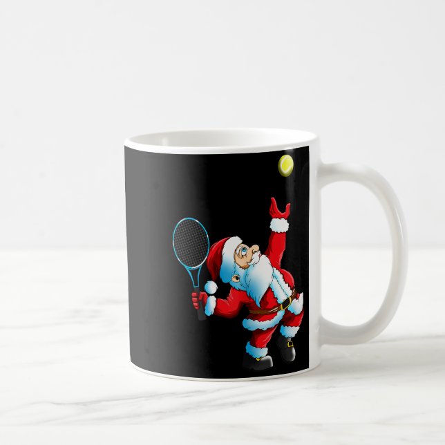 Caneca De Café Christmas Santa Claus Tennis Game Tennis Racket  (Direita)